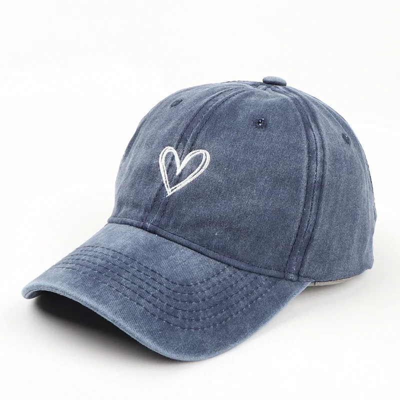 Liebesstickerei gewaschene alte Frühlings- und Sommer-Baseballkappe für Männer und Frauen, dünnes Design für Paare, weiche Entennabelkappe – Detail 2