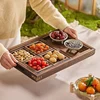 GIANXI Dry Fruit Tray Afternoon Tea Tray Snack Fruit Tray multi-lattice Tea Tray Stove Side Tea Chinese Wooden Tray 1