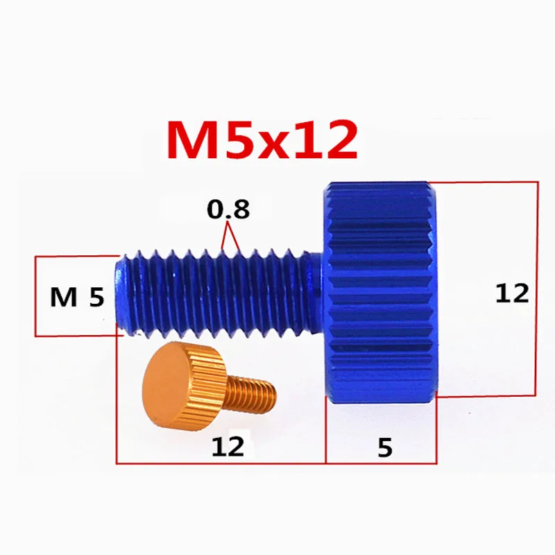 

1Pcs-10Pcs M5x12mm/15mm /20mm Colourful Aluminum Alloy Flat Head Straight grain Hand Thumb Screw Anodised For Computer Case