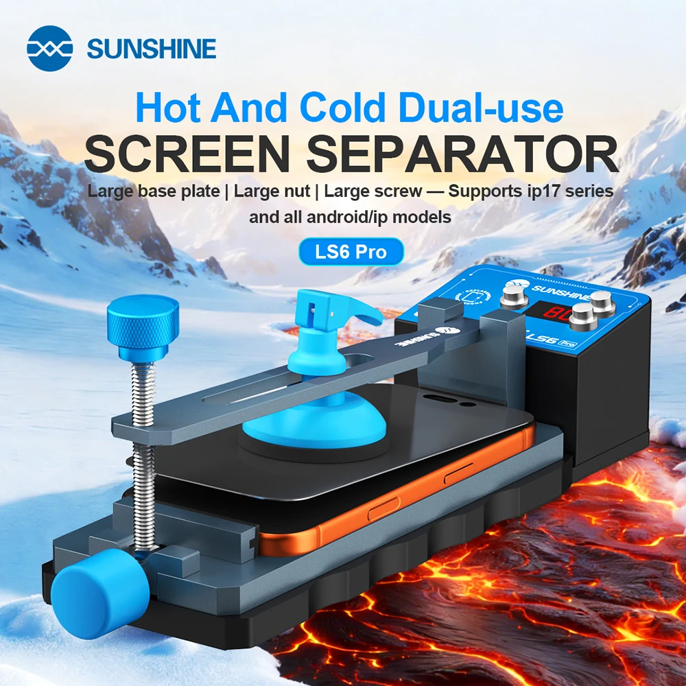 SUNSHINE LS6 Pro 이중 용도 가열식 스크린 제거 도구 0-80 ° 휴대폰 수리용 C형 스크린 및 후면 커버 제거 수리 도구