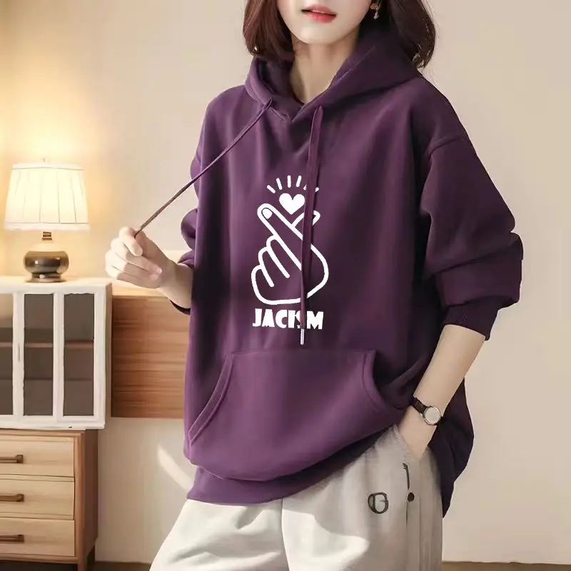 2023 Autumn Women's New Pure Cotton Comfortable Top Fashion Loose Casual Versatile Long Sleeve Hooded Sweater T-shirt