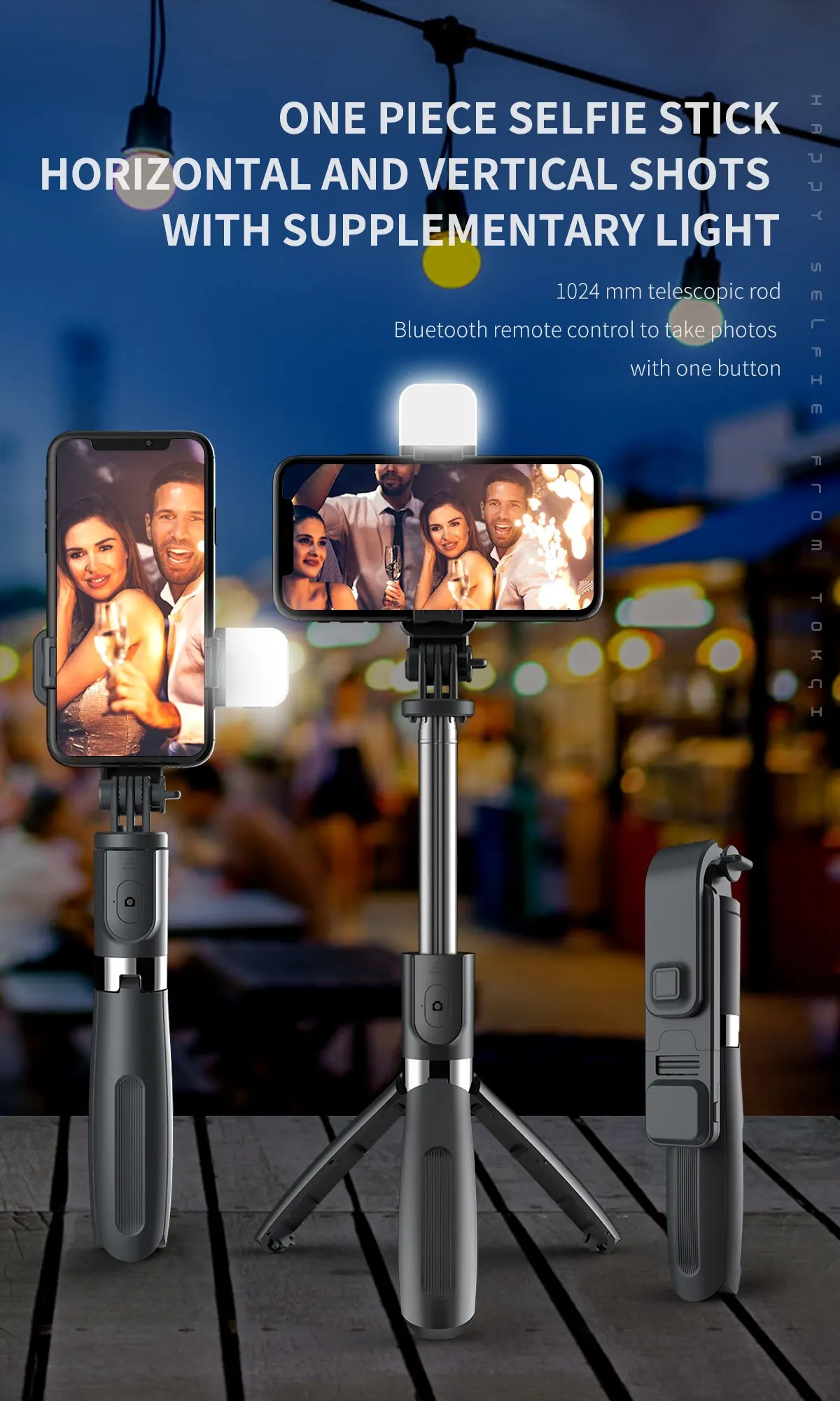 INRAM-L02s Wireless Bluetooth Handheld Gimbal Stabilizer Mobile Phone Selfie Stick Tripod with Fill Light Shutter for iPhone 14