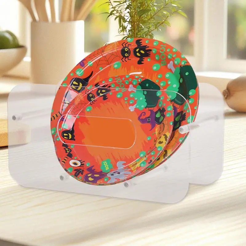 Counter Top Paper Plate Organizer Utensil Organizer 7-12 Inches Acrylic Flatware Dispenser Holder For Kitchen Counter Top