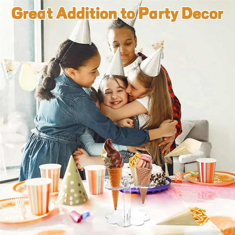 아이스크림 콘 홀더 스탠드 컵케익 스탠드 4 구멍 용량 아크릴 콘 디스플레이 스탠드 결혼식 생일 파티 내구성