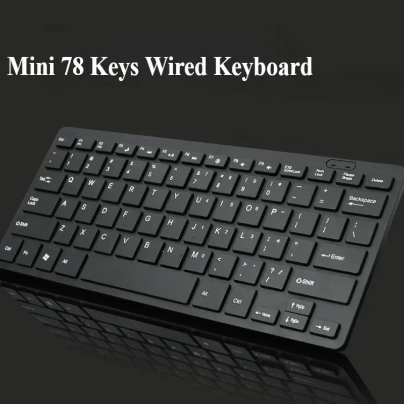 Computer Keyboard Mini Thin 78 Keys Keyboard USB Wired Portable Keyboard Mute for Desktop Computer Laptop