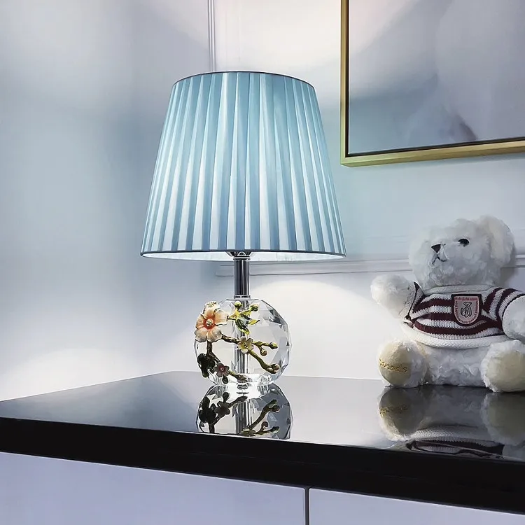 

Luxury table lamp postmodern living room Crystal Enamel creative art designer bedroom bedside flower table lamp