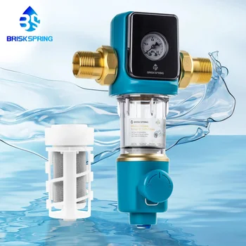BriskSpring  Automatic Rotary Backwash Whole House Pre-Filter Spin Down Sediment Water Filter  Purifier 1" Male+ 3/4" Female 1