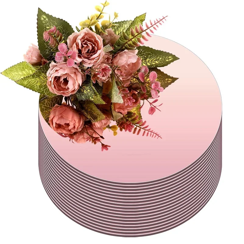 Acrylic Round Mirror With Adhesive Backing For Wedding Decoration Dining Table Candle Holder Tray Home Mirror Wall Sticker 20cm