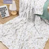 Elinfant waffle bamboo cotton swaddel blanket comfortable breathable digital print baby bath towel 1