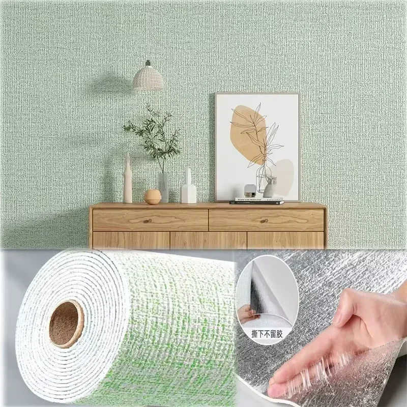 Thickened Waterproof 3D Linen Self-Adhesive Wall Stickers for Bedroom and Living Room Renovation
