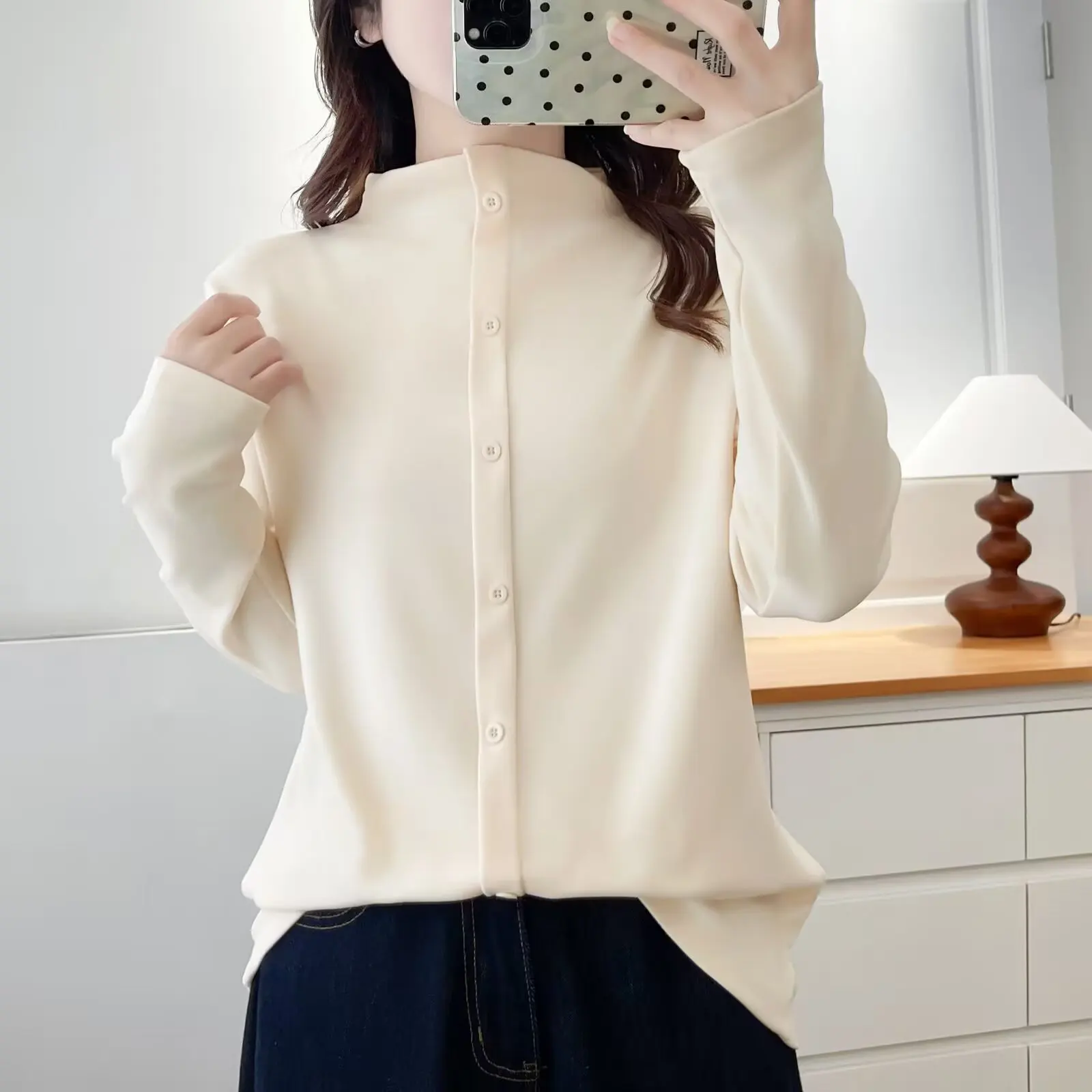 XXXXL Fashion Plus Size Women's T-Shirt New Autumn And Winter Style Simple De Velvet Warm Solid Color Long Sleeved Tops 2556