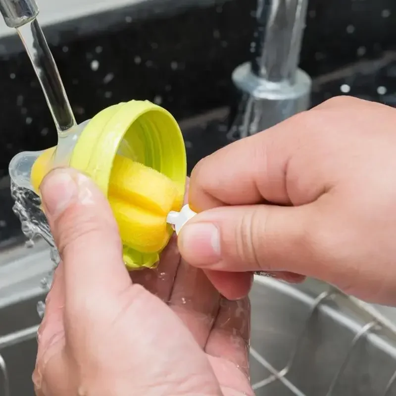 Yellow Sponge Nipple Brush Baby Milk Bottle Washing Tools 360° Rotating Cleaning Brush Infant Pacifier Brushes Nipples Cleaner 5