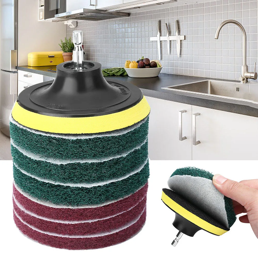 8Pcs 4 Inch Electric Drill Brush Scrub Pads Grout Power Drills Scrubber Cleaning Brush Tub Cleaner Tools Kit Dusty Brush