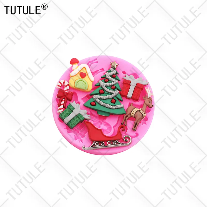 Weihnachten Flüssigkeit Tropfform Fondant Weihnachtsbaum geformt Elch Silikonform für Cupcake Schokolade Keks Backen Dekoration – Detail 7
