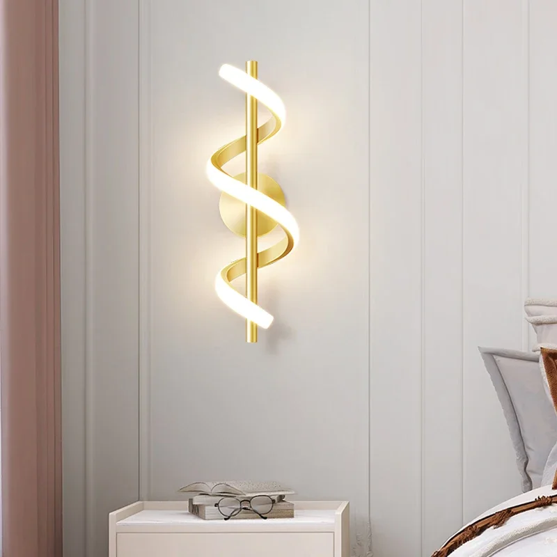 

Minimalist LED Wall Lamp Nordic Bedroom Bedside Sconce Black White Gold Decorative Lighting Living Room Corridor Indoor Fixtures