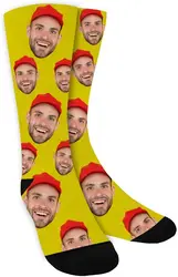 Personalized Photo Face Socks - Custom Funny Gag Gift - One size (Custom yellow)
