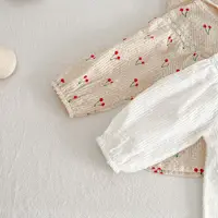 Vêtements d'été fins pour nouveau-nés filles, vêtements de Protection solaire, imprimé cerise, manteau à capuche, veste ventilée, vêtements pour enfants 5