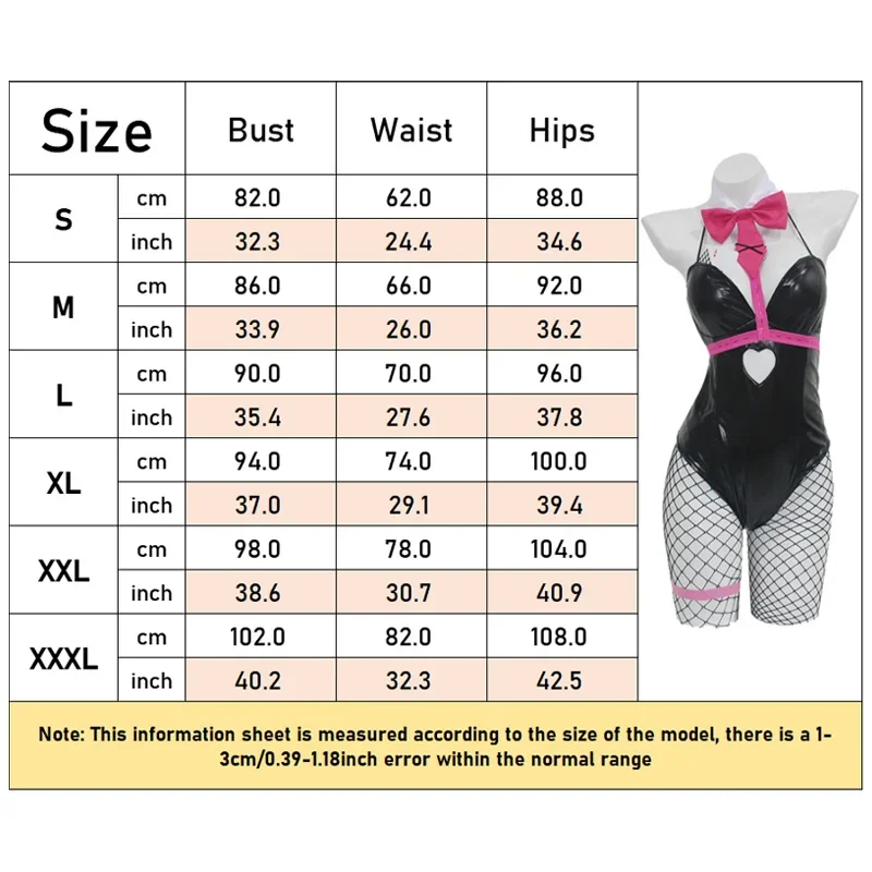 Black Patent Leather Bunny Girl Cosplay Costume with Wig and Accessories
