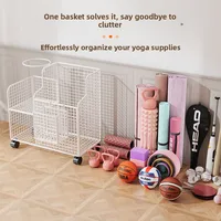Home Fitn Equipment Storage Basket Yoga Mat Ra Movable Dumbbell Badminton Raet Storage Organizer Indoor Sports Gear
