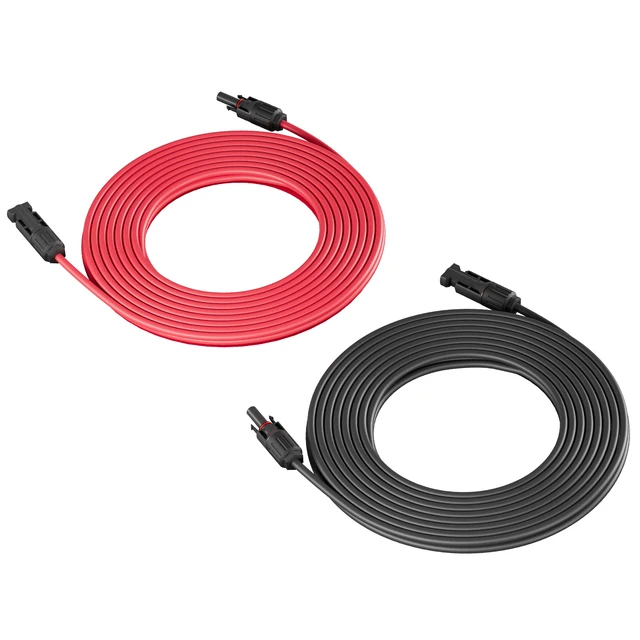 Câble d'extension de fil de panneau solaire, câble PV, évalué à courant continu, 1-10 mètres, 4 mm, 26 mm2, 1000 V/1500 V, avec connecteurs solaires 1
