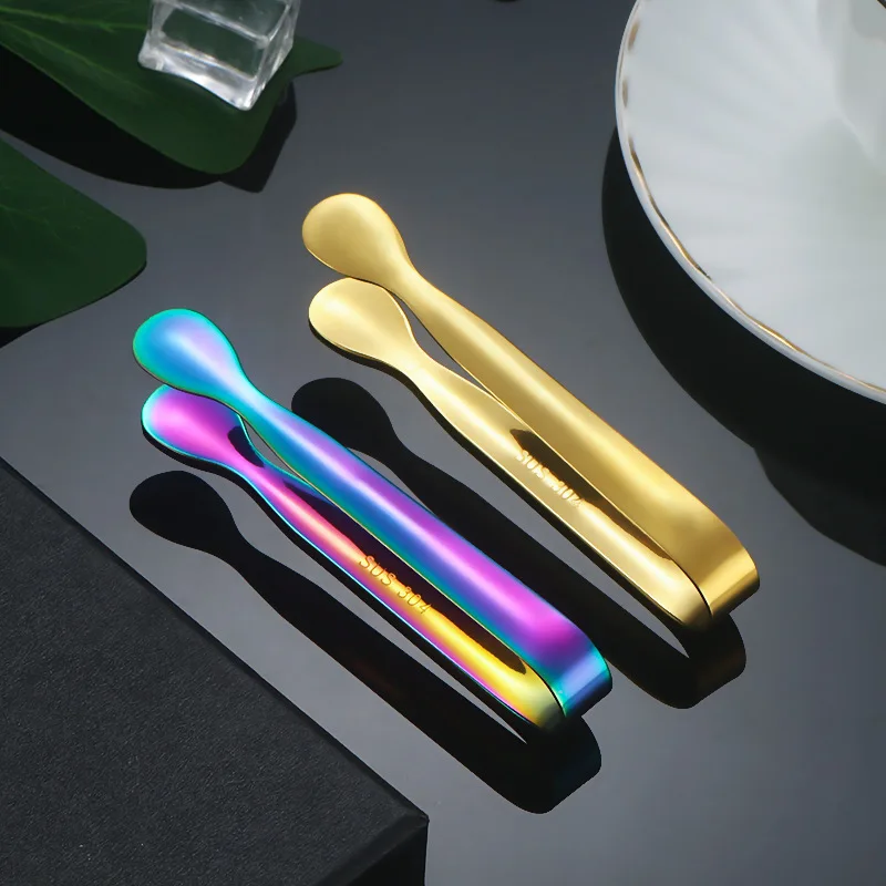 304 Stainless Steel Sugar Cube Clip Sugar Tong Hotel Bar Ice-Cube Picker Coffee Tea Food Serving Tool,BBQ Food Tongs 1pcs