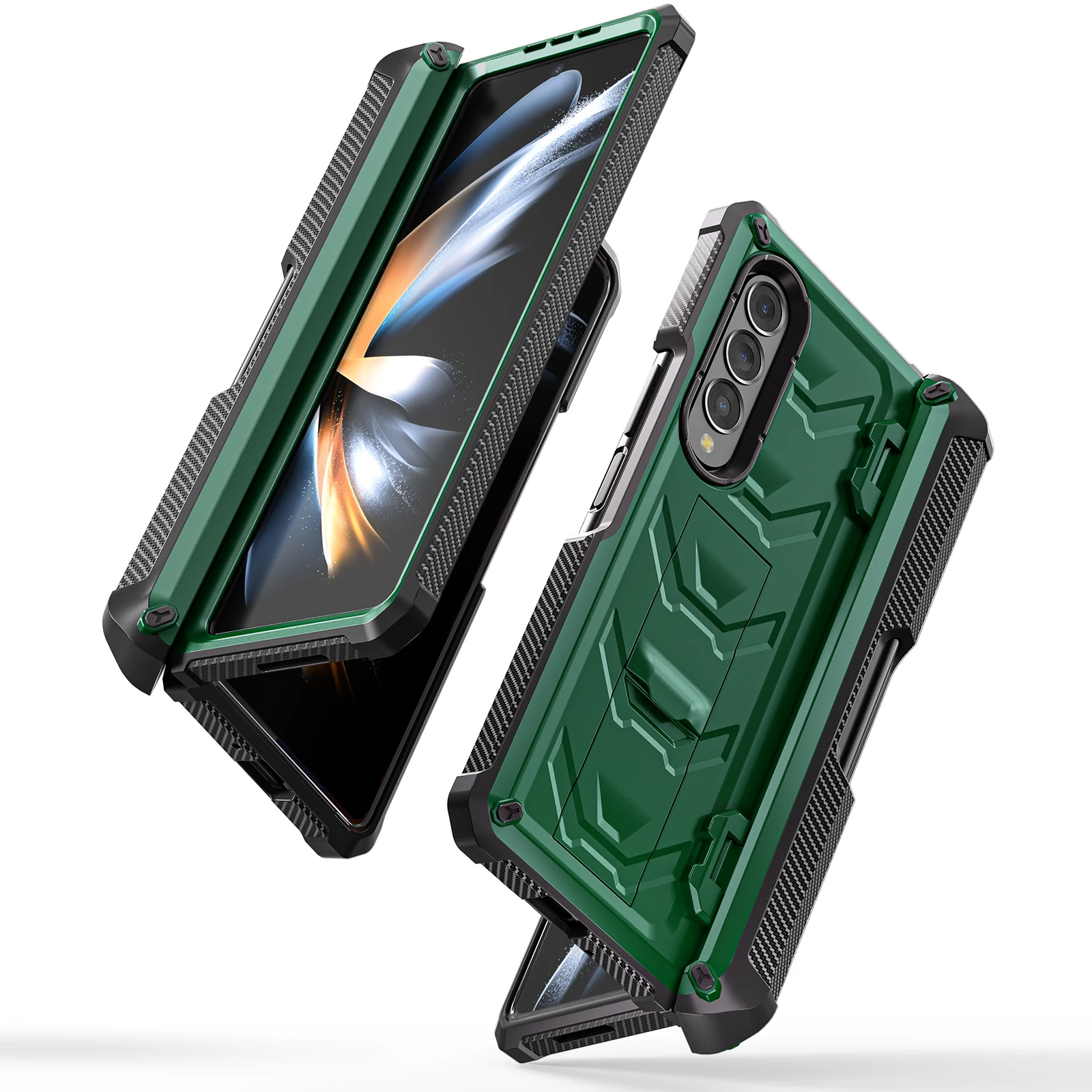 Shockproof Rugged Armor Case For Samsung Galaxy Z Fold 4 5 Kickstand 360 Full Protector Phone Cover Fold 3 with Hinge S Pen Slot