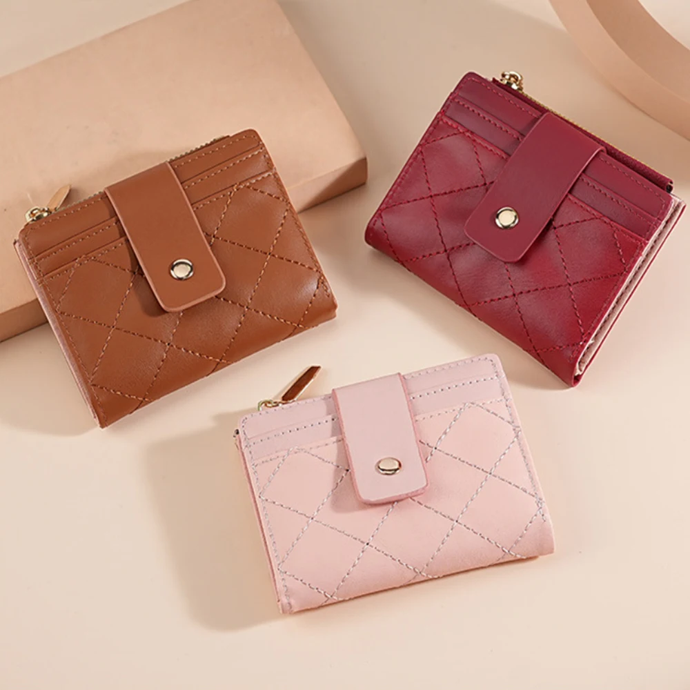 Women PU Leather Wallets Female Purse Mini Multi-Cards Holder Coin Short Wallets Slim Small Wallet with Coin Pocket Zipper Bag