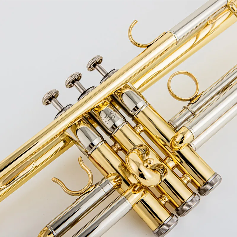 Bb Flat Brass Trompete banhado a prata, trompete profissional, instrumentos musicais com estojo de couro, feito no Jap&atilde;o, qualid