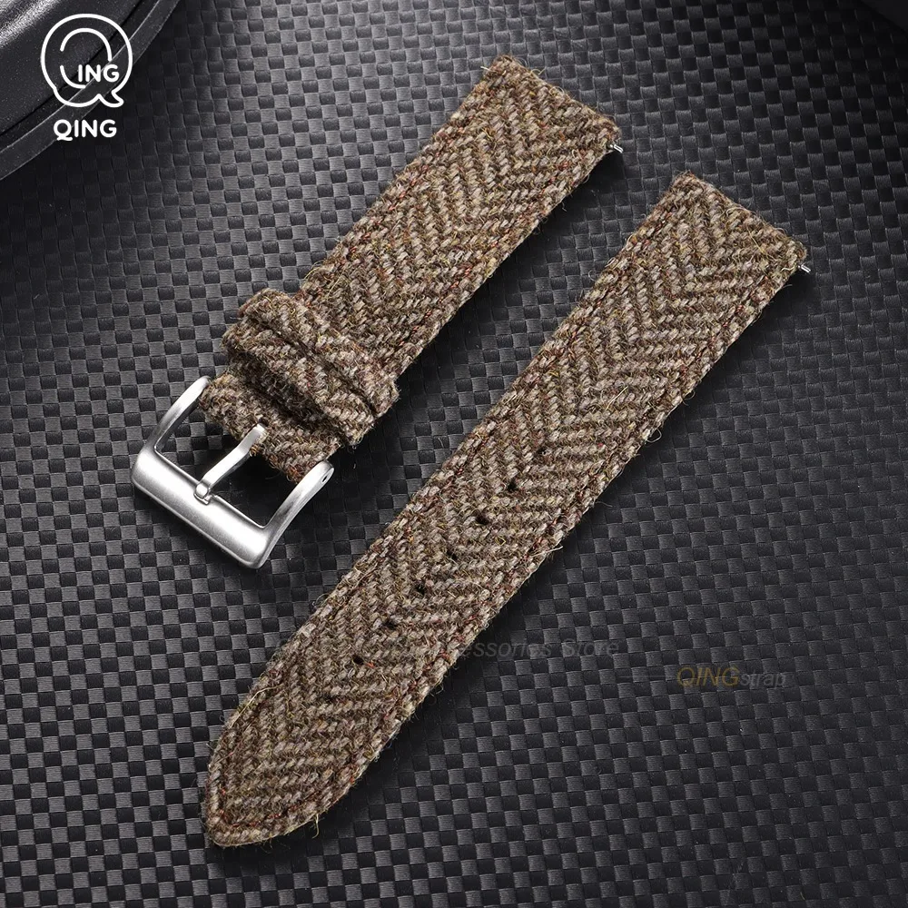 Vintage Tweed Weave Quick Release Nylon Leather Watchband Strap in Multiple Sizes