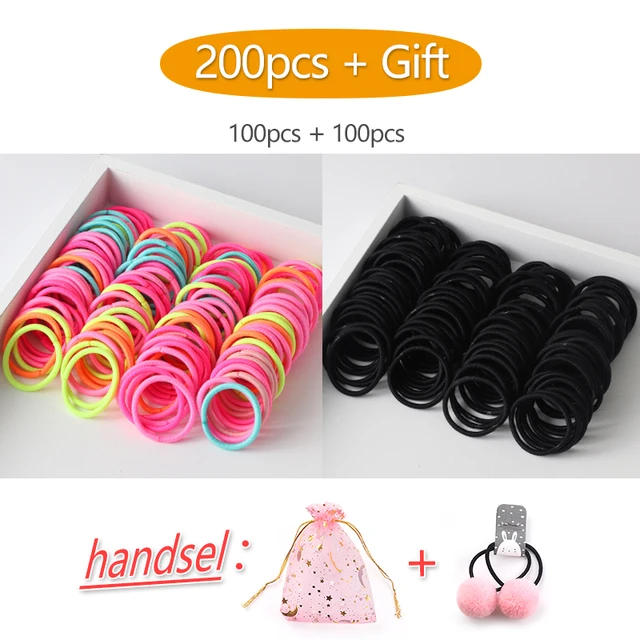 100PCS/Set Girl Hair Ring Children Ponytail Elastic rubber band hair band Hair Accessories girl Headband Scrunchie Headdress Set 200pcs-36