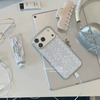 Ins Ancient Art Retro Lace Rose Exquisite Phone Case For iPhone 17 AIR 16 15 14 13 12 11 Pro XSMAX MINI XR 7 8 Plus Y2K Cover 1