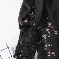 Women Sexy Black Chiffon Dress Spring Vintage Flower Long Puff Sleeve Dresses Korean Casual Mini Vestidos Elegant  Clothes 13676 - Image 5