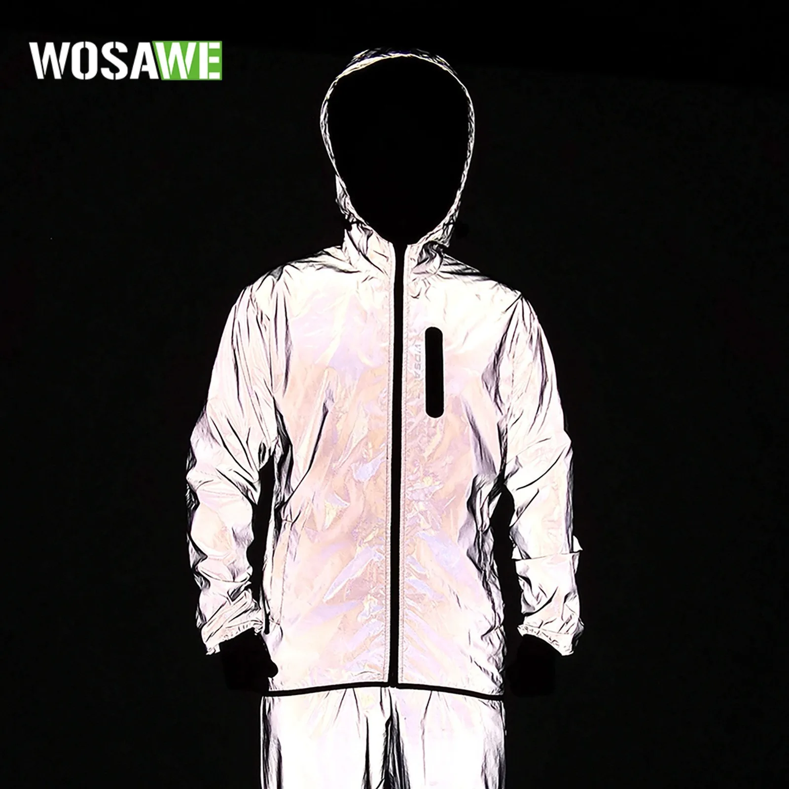 WOSAWE 남성용 자전거 재킷 야간 발광 사이클링 재킷 높은 가시성 MTB..