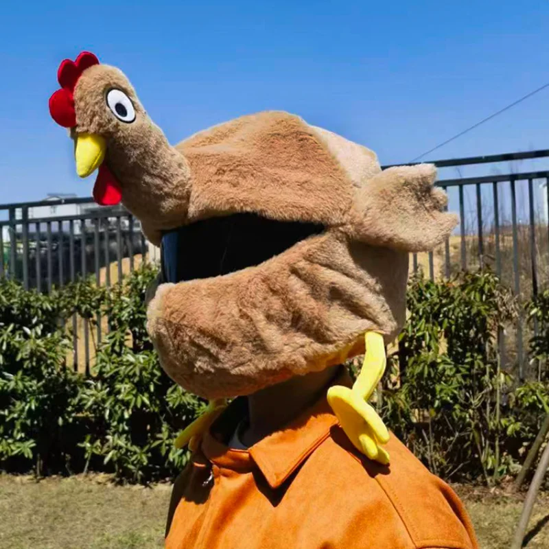 

New Motorcycle Riding Decoration Warm Head Cover Cartoon Style Motorcycle Plush Helmet Cover Turkey Mask motorcycle face mask