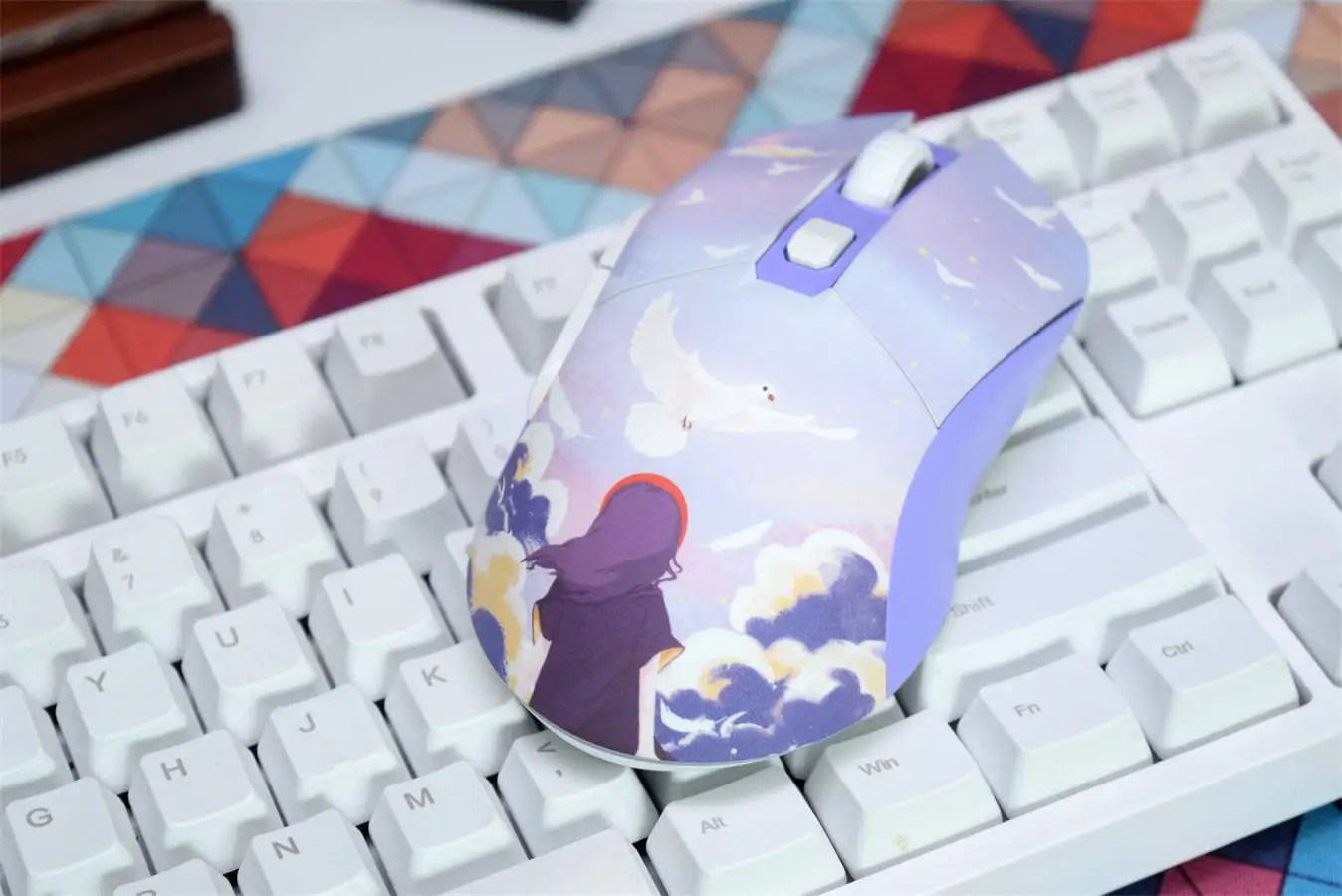 Mouse sem Fio Dream Encounter com Base de Carregamento para Menina Mouse Jogo com Luz Rgb Mouse Leve para Jogos 2.4g Em901 Roxo Novo - Imagem 6