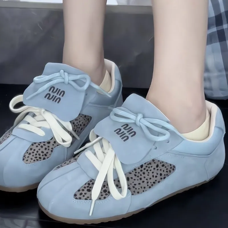 Women Round Toe Low-top Leopard Flat Shoes Women's Lace Up Casual Sport Shoes Outdoor Running Vulcanized Platform Sneakers women shoes casual sneakers women sneakers
