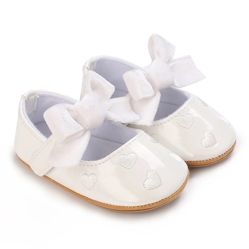 0-18M Newborn Baby Shoes Girl Princess Shoes Girl Classic Bow Rubber Sole Anti slip PU Dress First Walking Shoe