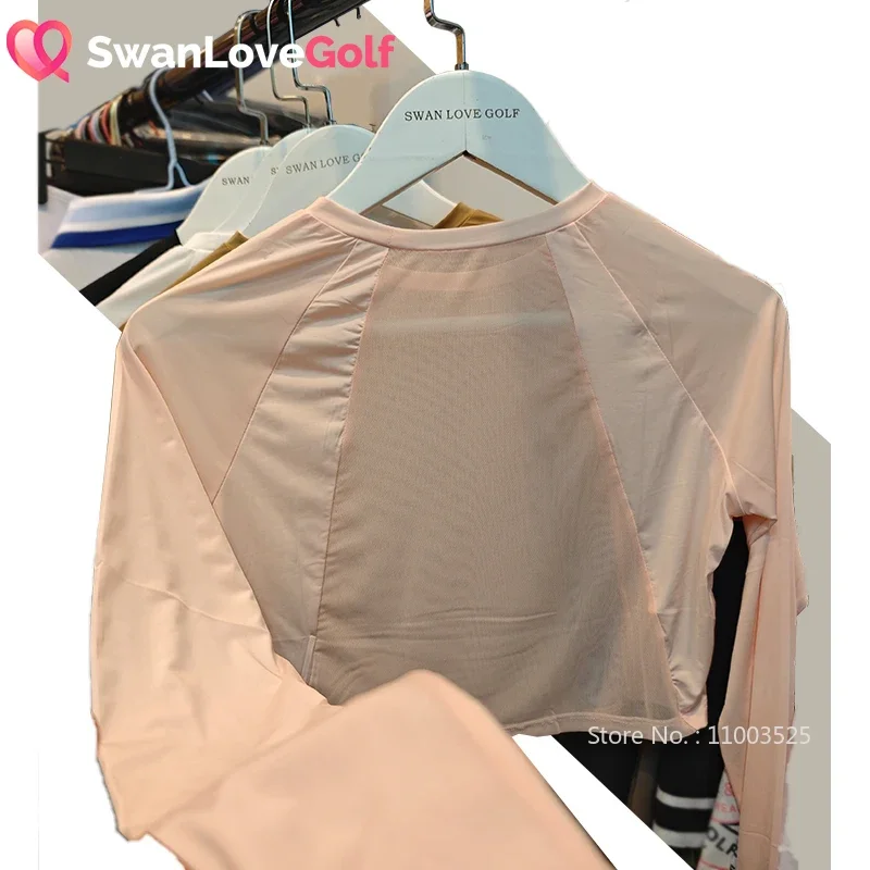 SG Golf Sunscreen T-shirt Women Ice Silk Golf Crop Top Cooling Bottomings Breathable Mesh Long Sleeve Shirts Anti-UV Underwear