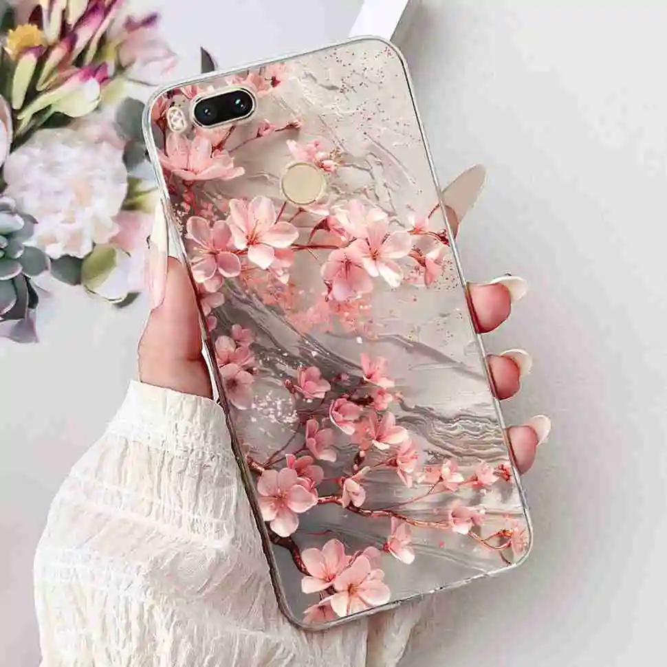 Love Pop Print TPU Soft Silicone Phone Case with Floral Design