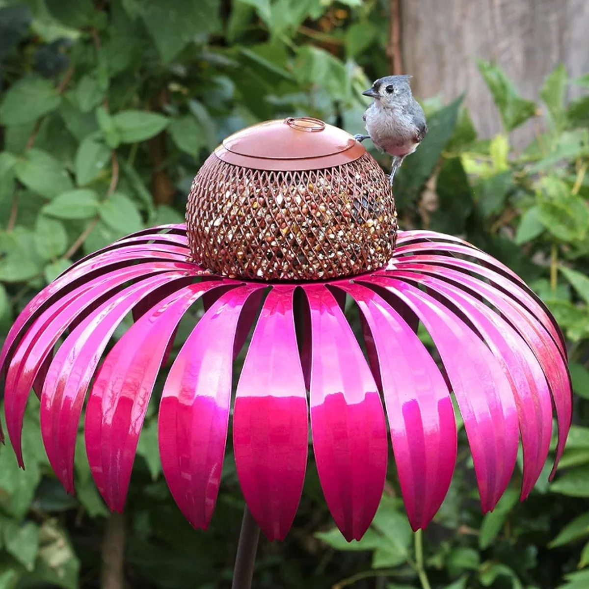 1pc Vertical Bird Feeder Anti Squirrel and Hummingbird Feeder Art Metal Flower Rack Outdoor Garden Yard Decoration bird feeder