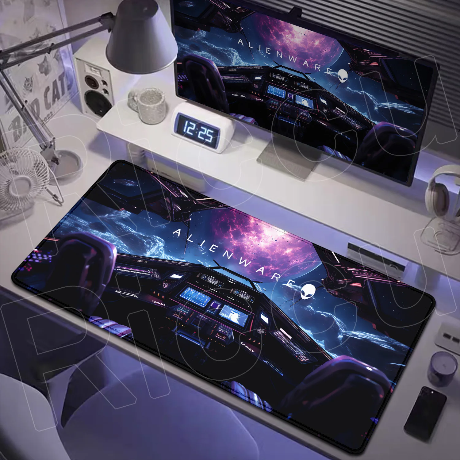 Großes Computer-Mauspad Alienware Animation Mousepad Gaming Lock Edge Gummi-Tischmatte XXL rutschfeste Tastatur-Teppich-Zubehör
