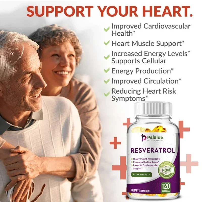 Resveratrol 1450mg Powerful Antioxidant and Anti-aging Immune System Promotes Smooth Skin