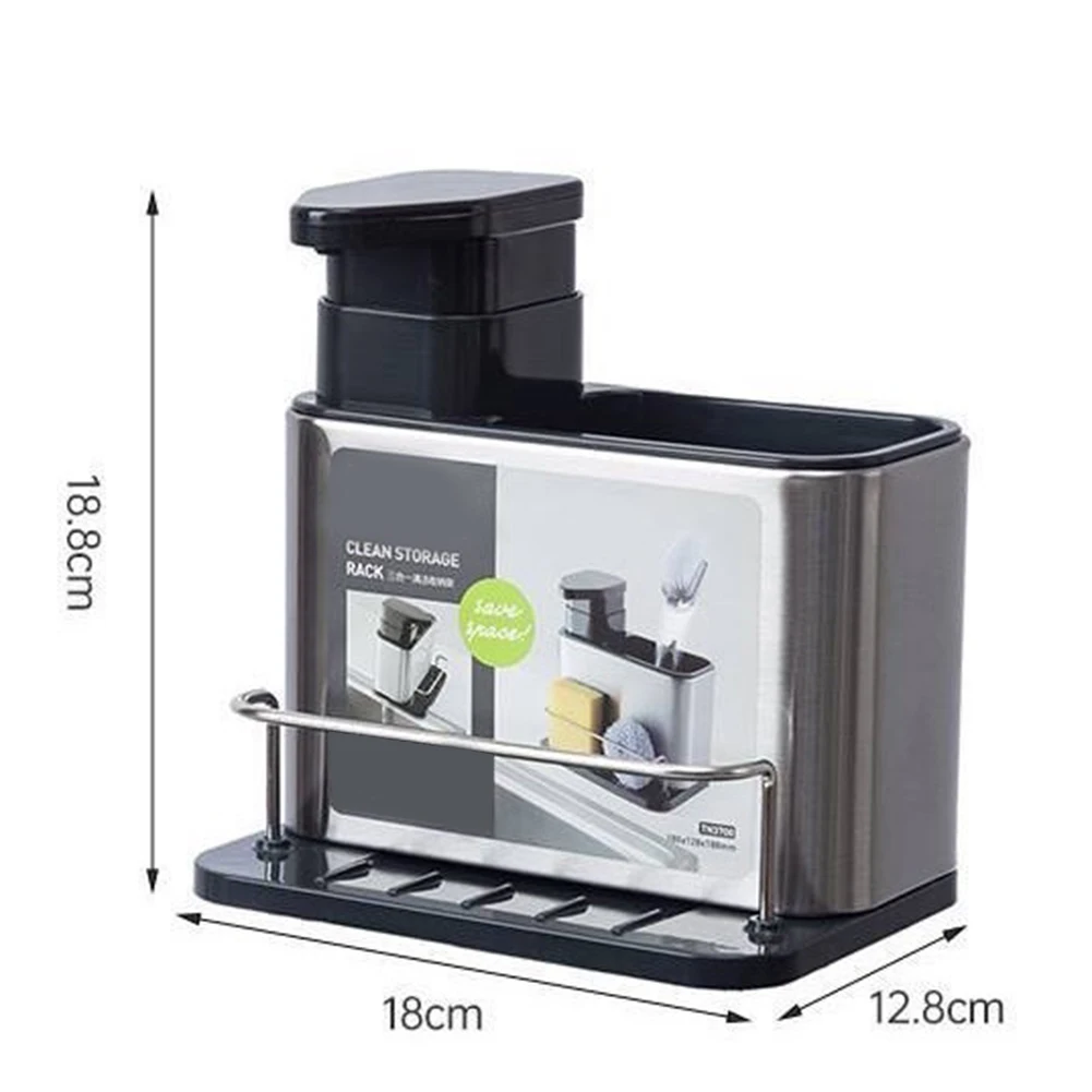3-in-1 Kitchen Soap Dispenser Sponge Holder Stainless Steel Sink Organizer Rack Table Decorations Efficient High-Quality