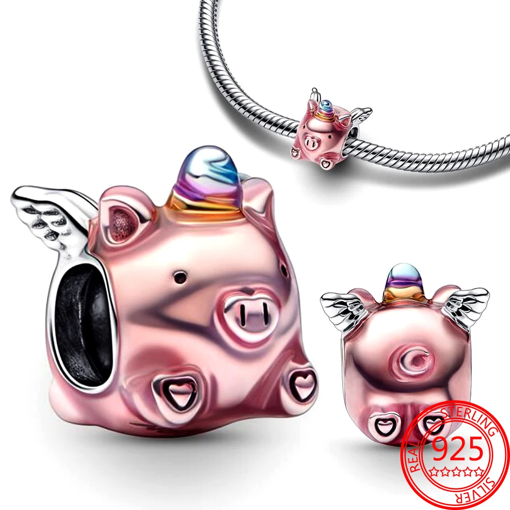 

2023 New Arrival 925 Sterling Silver Flying Unicorn Pig Charm fit Original Pandora Bracelet & Bangle Women DIY Jewelry Makings