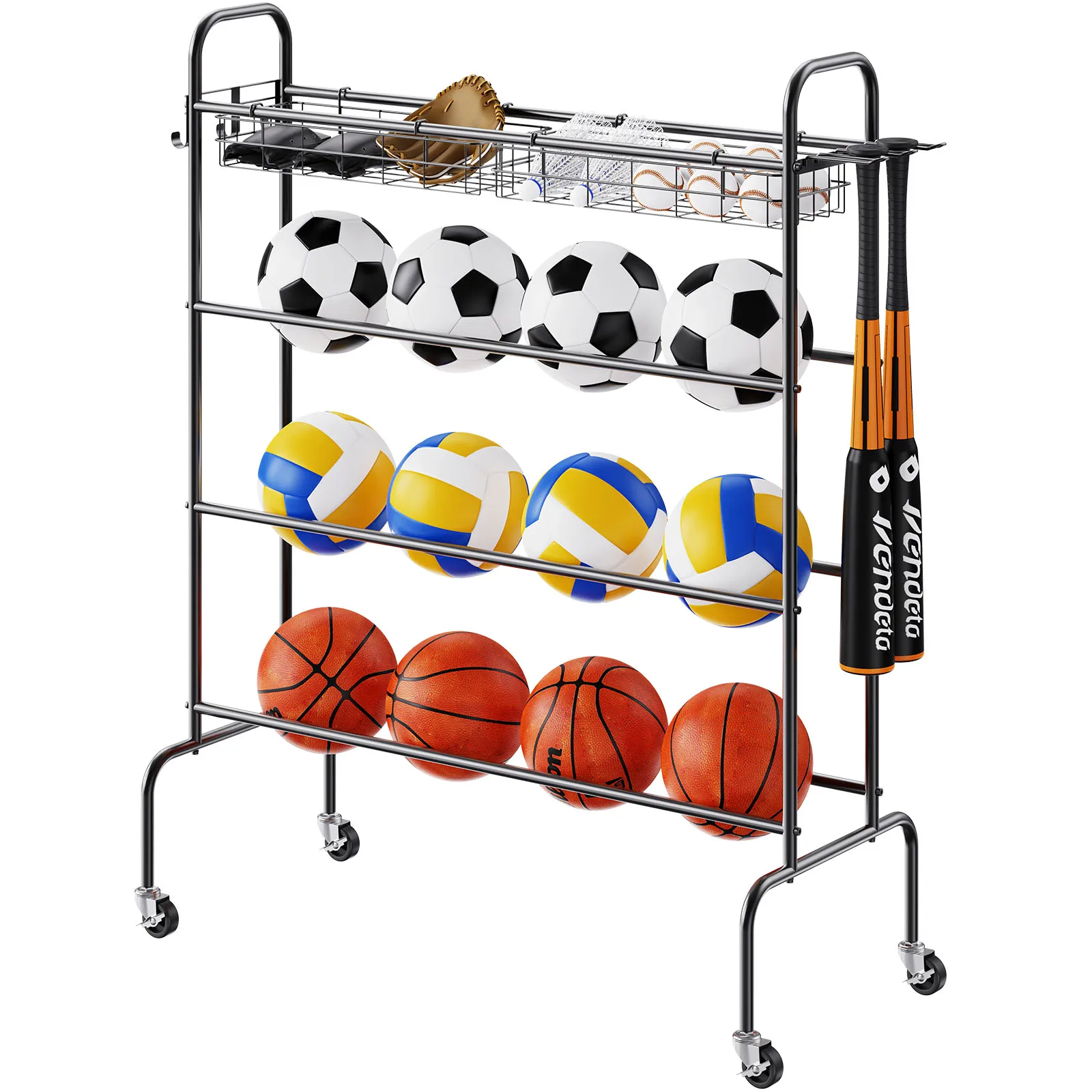 4-Layer Rolling Basketball Rack – Shooting Training & Storage 1