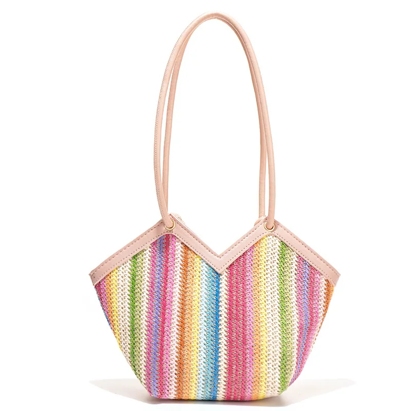 Fashionable Straw Woven Bag Luxury Purses and Handbags Casual Shoulder Bags and Underarm Bag Leisure One Shoulder Woven Bags