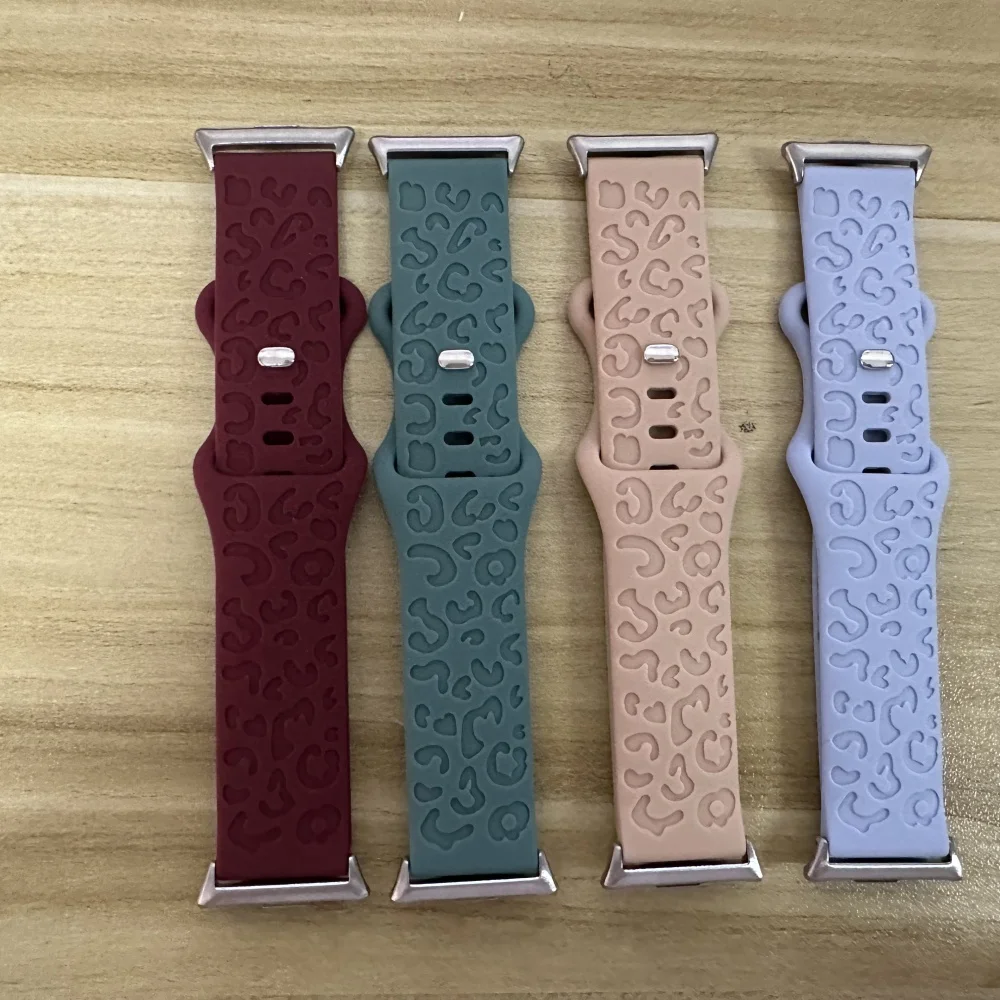 Engraved Leopard Silicone Smartwatch Band Bracelet Strap