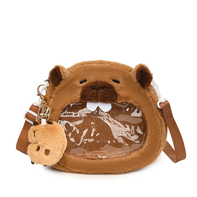 Kawaii Capybara Crossbody Bag Student Backpack Minimalist Portable Shoulder Bag Crossbody Bag Soft Plush Tote Bag