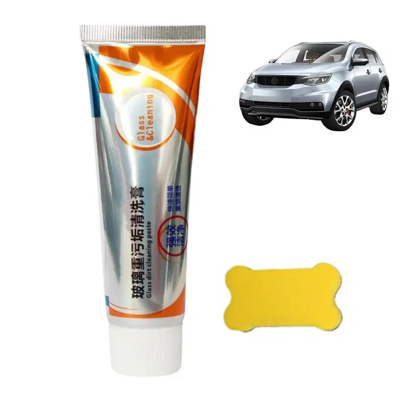 

Glass Oil Film Removing Paste Cars Glass Dirt Cleaning Cream With Brush Window Cleaner For Home And Car Cleaning Accessories For