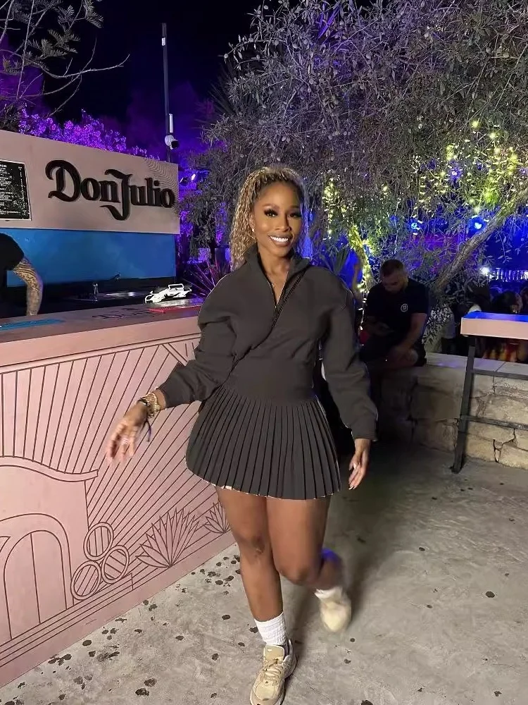 Wmstar Dresses Sets for Women Wholesale Fresh and Sweet Long Sleeve Sweatshirt  High Waist Pleated Short Skirt Casual Set 2025